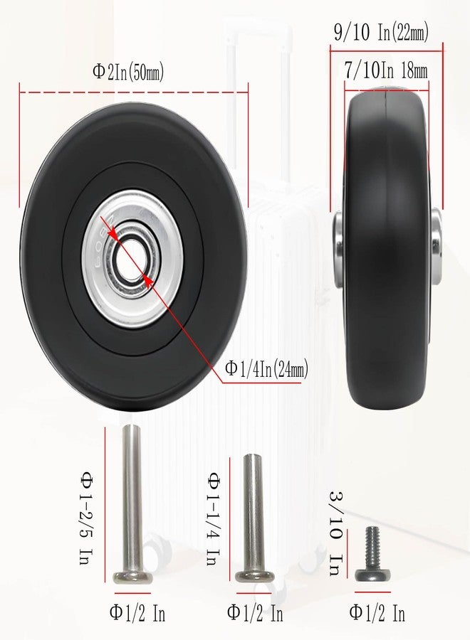 BAISASY Luggage Wheel Replacement, 50mm x 18mm Luggages Suitcase Replacement Wheels Set of 4, Repair Wheels for Luggage for Travel Box, Suitcase - Image 2